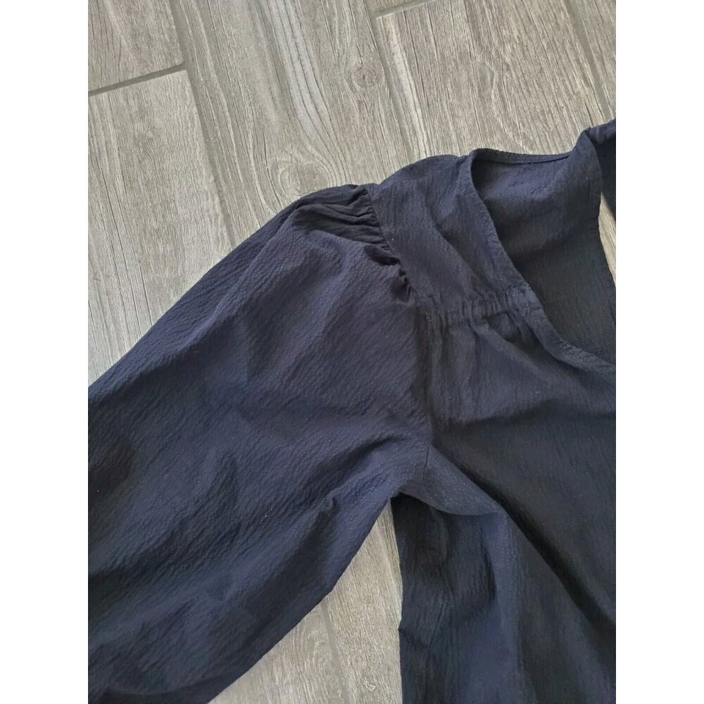 Topshop Textured Poplin Midi Swing Dress in Black US Sz 10 Content Label Missing - Picture 4 of 6